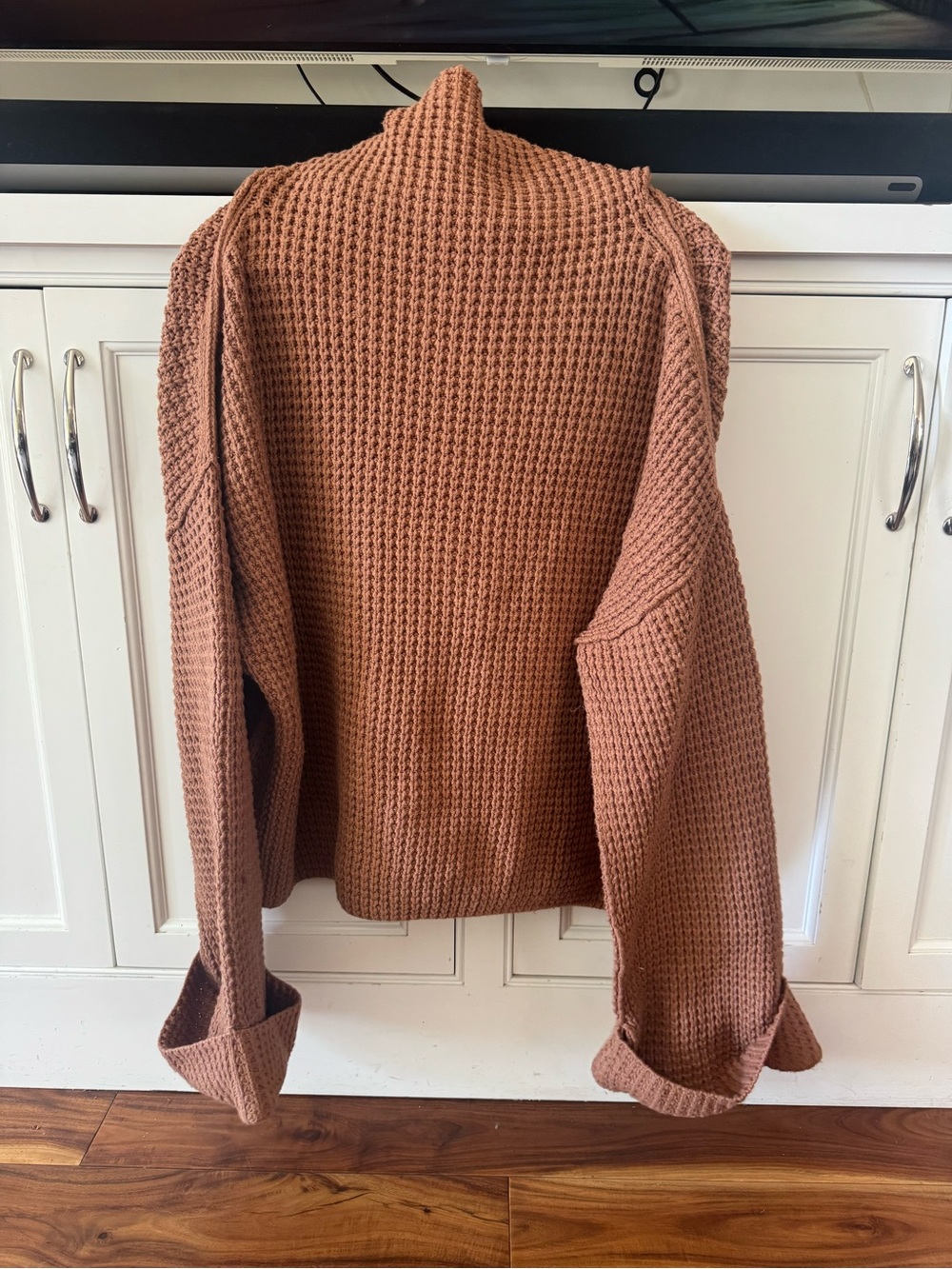 Free People Waffle-Knit Turtleneck Sweater - Dusty Mauve